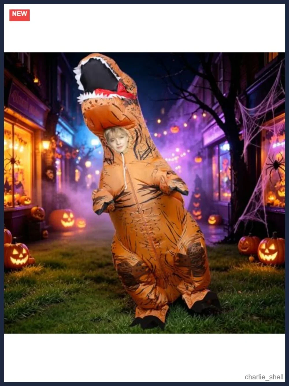 Kids Inflatable T-Rex Dinosaur Costume Boys Girls Halloween Pretend Play